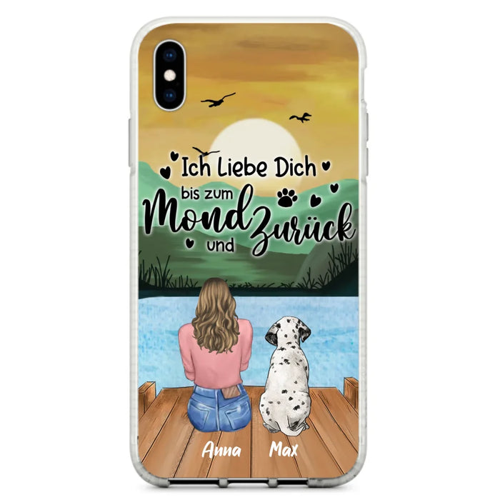 Custom Personalized Dog Mom Phone Case - Gifts For Dog Lover/ Mother's Day With Upto 5 Dogs - Ich Liebe Dich Bis Zum Mond Und Zurück - Case For iPhone And Samsung