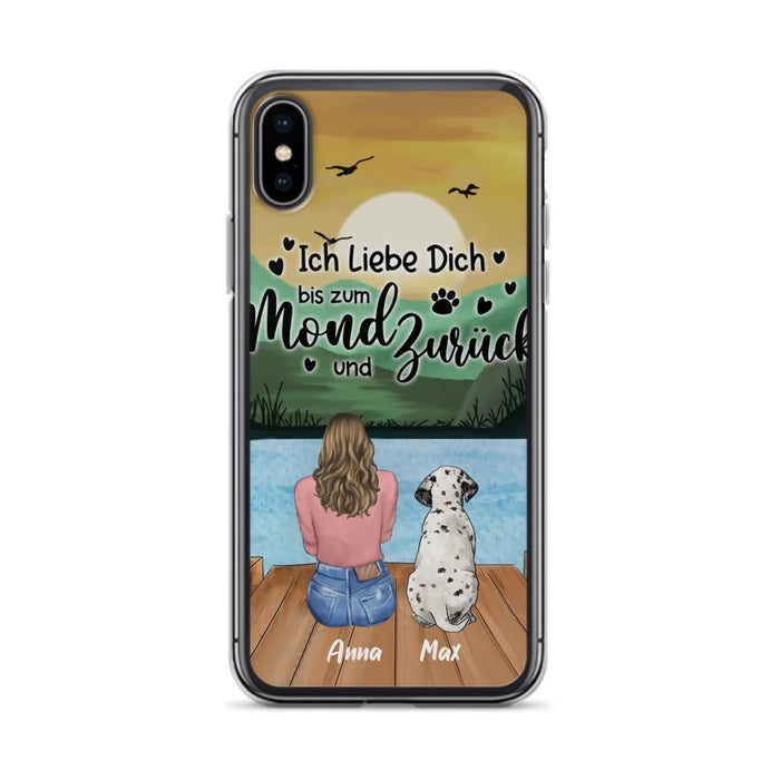 Custom Personalized Dog Mom Phone Case - Gifts For Dog Lover/ Mother's Day With Upto 5 Dogs - Ich Liebe Dich Bis Zum Mond Und Zurück - Case For iPhone And Samsung