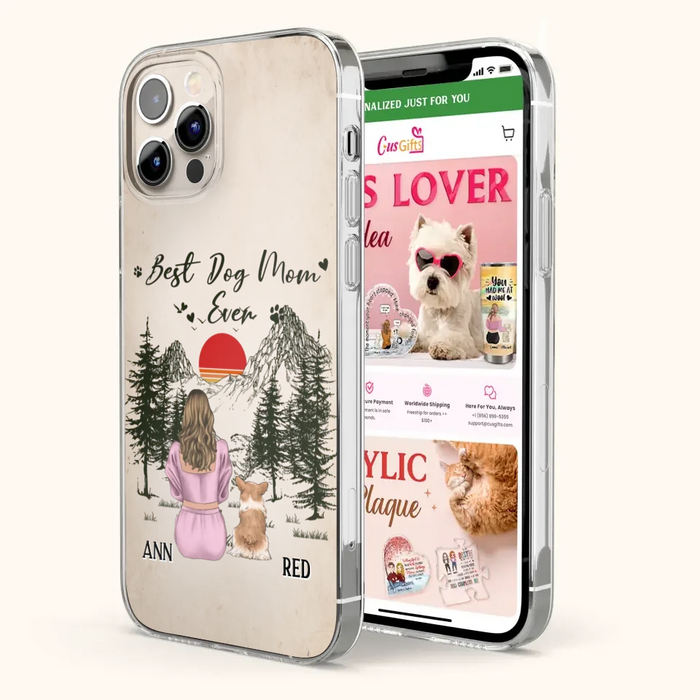 Custom Personalized Dog Mom Phone Case - Upto 4 Dogs - Mother's Day Gift Idea Dog Lovers - Best Dog Mom Ever - Case For iPhone/Samsung