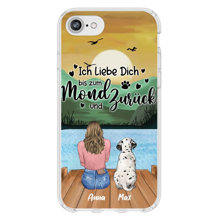 Custom Personalized Dog Mom Phone Case - Gifts For Dog Lover/ Mother's Day With Upto 5 Dogs - Ich Liebe Dich Bis Zum Mond Und Zurück - Case For iPhone And Samsung