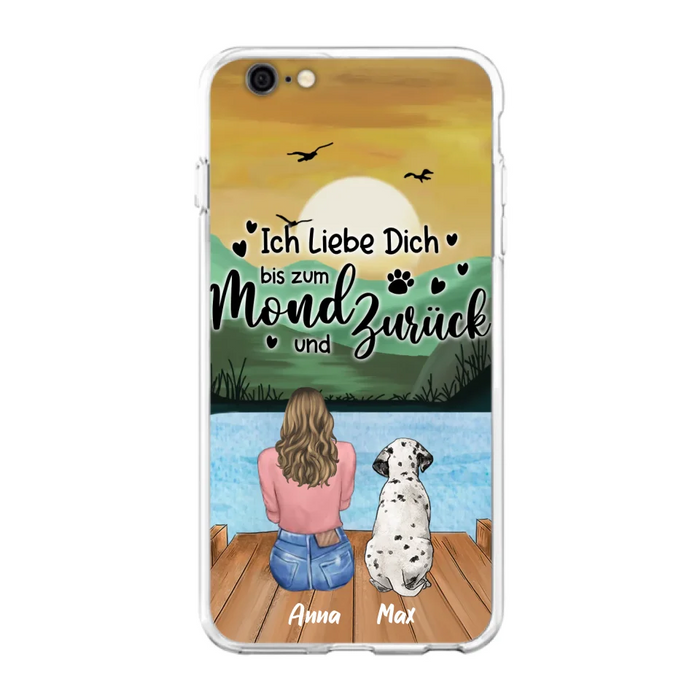 Custom Personalized Dog Mom Phone Case - Gifts For Dog Lover/ Mother's Day With Upto 5 Dogs - Ich Liebe Dich Bis Zum Mond Und Zurück - Case For iPhone And Samsung