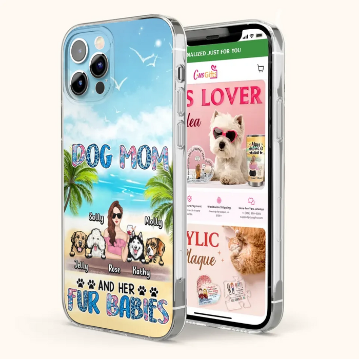 Custom Personalized Dog Mom Summer Patterned Phone Case - Upto 4 Dogs - Gift Idea For Dog Mom/Dog Lovers - Dog Mom And Her Fur Babies - Cases For iPhone/Samsung