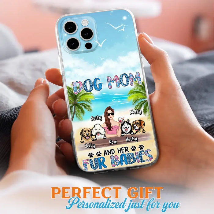 Custom Personalized Dog Mom Summer Patterned Phone Case - Upto 4 Dogs - Gift Idea For Dog Mom/Dog Lovers - Dog Mom And Her Fur Babies - Cases For iPhone/Samsung