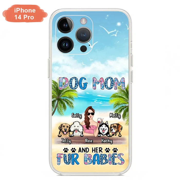 Custom Personalized Dog Mom Summer Patterned Phone Case - Upto 4 Dogs - Gift Idea For Dog Mom/Dog Lovers - Dog Mom And Her Fur Babies - Cases For iPhone/Samsung