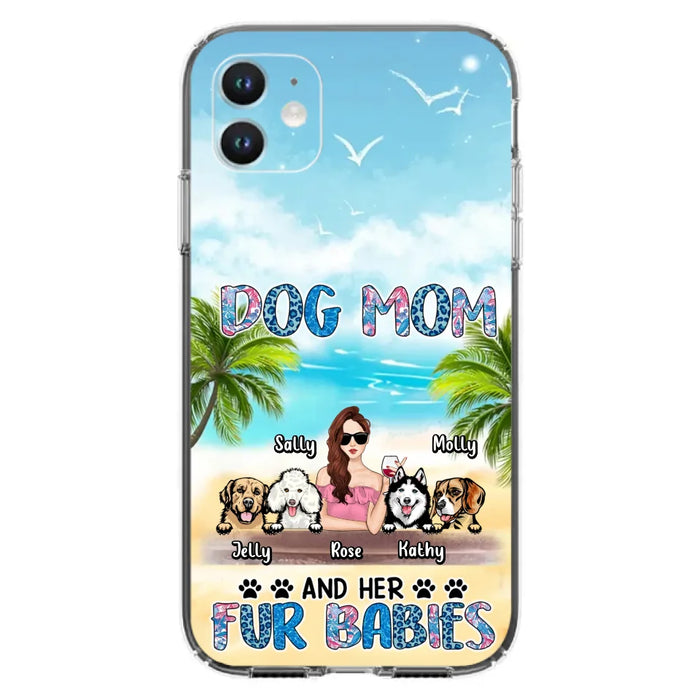 Custom Personalized Dog Mom Summer Patterned Phone Case - Upto 4 Dogs - Gift Idea For Dog Mom/Dog Lovers - Dog Mom And Her Fur Babies - Cases For iPhone/Samsung