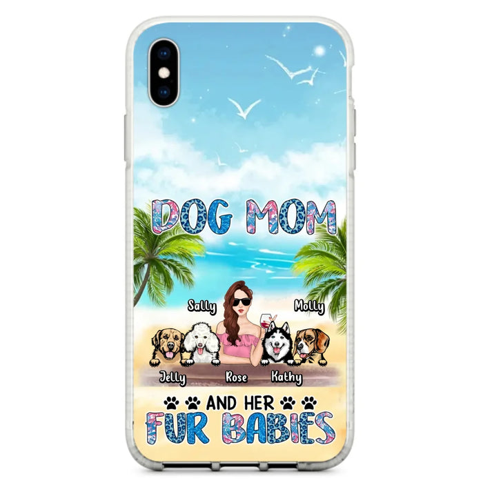 Custom Personalized Dog Mom Summer Patterned Phone Case - Upto 4 Dogs - Gift Idea For Dog Mom/Dog Lovers - Dog Mom And Her Fur Babies - Cases For iPhone/Samsung