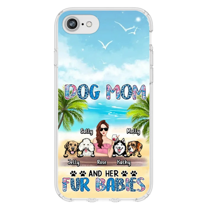 Custom Personalized Dog Mom Summer Patterned Phone Case - Upto 4 Dogs - Gift Idea For Dog Mom/Dog Lovers - Dog Mom And Her Fur Babies - Cases For iPhone/Samsung