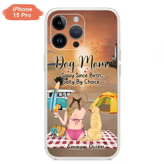 Custom Personalized Dog Mom Phone Case - Upto 4 Dogs - Mother's Day Gift Idea for Dog Lovers - Dog Mom Sassy Since Birth Salty By Choice - Case for iPhone/Samsung