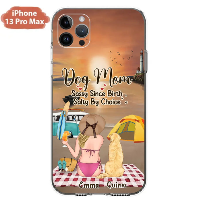 Custom Personalized Dog Mom Phone Case - Upto 4 Dogs - Mother's Day Gift Idea for Dog Lovers - Dog Mom Sassy Since Birth Salty By Choice - Case for iPhone/Samsung