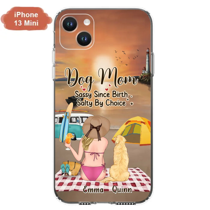 Custom Personalized Dog Mom Phone Case - Upto 4 Dogs - Mother's Day Gift Idea for Dog Lovers - Dog Mom Sassy Since Birth Salty By Choice - Case for iPhone/Samsung