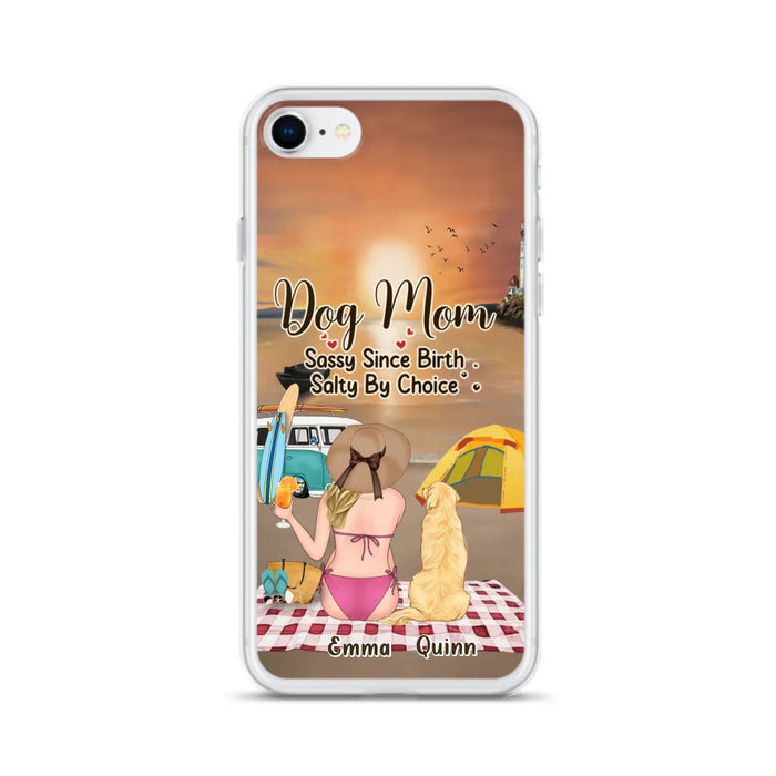 Custom Personalized Dog Mom Phone Case - Upto 4 Dogs - Mother's Day Gift Idea for Dog Lovers - Dog Mom Sassy Since Birth Salty By Choice - Case for iPhone/Samsung