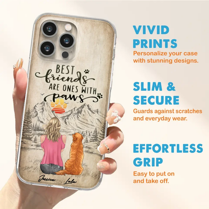 Custom Personalized Dog Mom Phone Case - Upto 5 Dogs - Gift Idea For Mother's Day/Dog Lovers - Best Friends Are Ones With Paws - Case For iPhone And Samsung