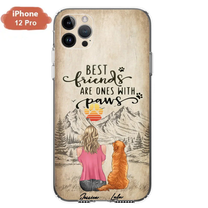 Custom Personalized Dog Mom Phone Case - Upto 5 Dogs - Gift Idea For Mother's Day/Dog Lovers - Best Friends Are Ones With Paws - Case For iPhone And Samsung