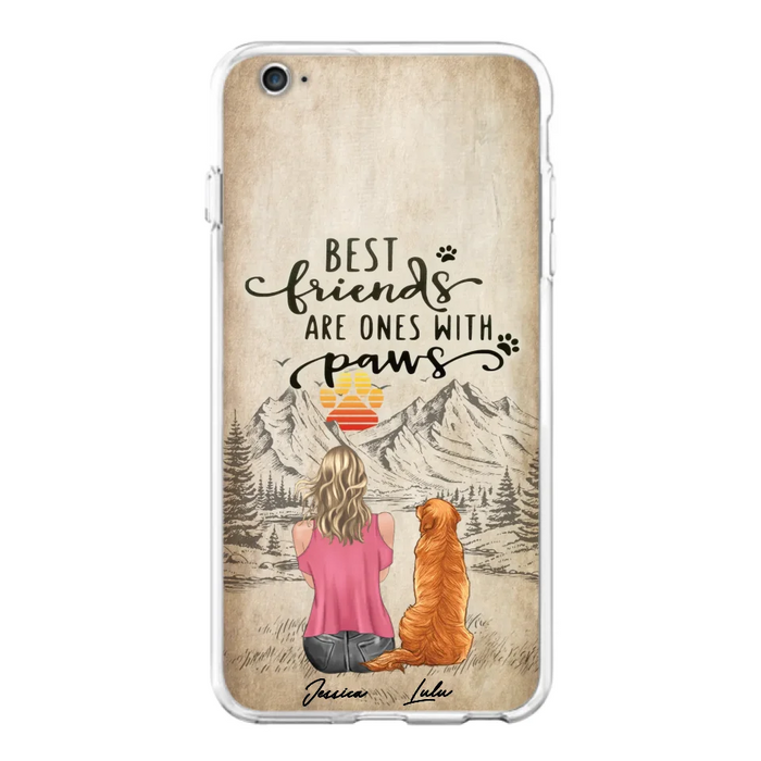 Custom Personalized Dog Mom Phone Case - Upto 5 Dogs - Gift Idea For Mother's Day/Dog Lovers - Best Friends Are Ones With Paws - Case For iPhone And Samsung