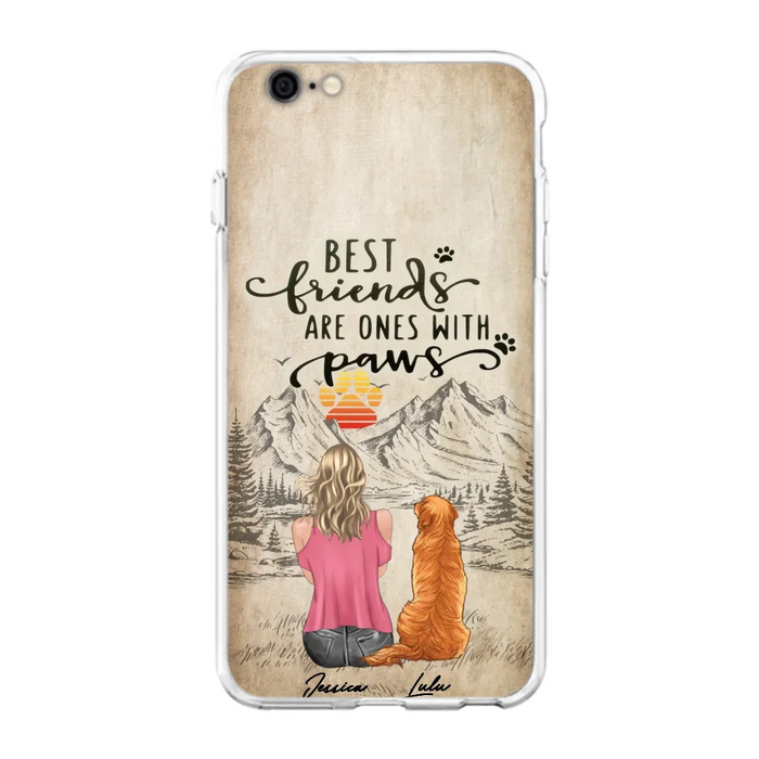 Custom Personalized Dog Mom Phone Case - Upto 5 Dogs - Gift Idea For Mother's Day/Dog Lovers - Best Friends Are Ones With Paws - Case For iPhone And Samsung