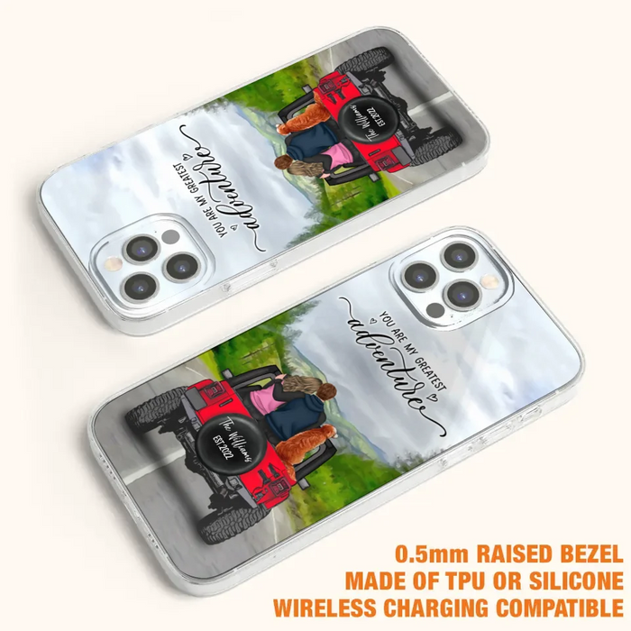 Custom Personalized Off-Road Couple Phone Case - Couple With Upto 4 Dogs- Gift Idea For Couple/ Dog Lover - You Are My Greatest Adventure - Case For iPhone And Samsung