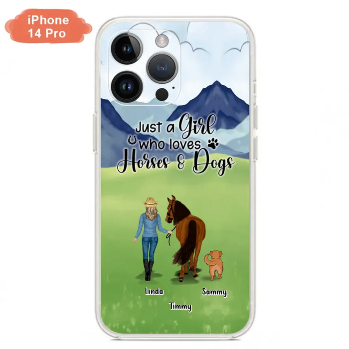 Custom Personalized Horse & Dog Phone Case - Gift Idea For Horse/Dog Lovers With Up To 2 Horses And 4 Dogs - Just A Girl Who Loves Horses & Dogs - Cases For iPhone & Samsung