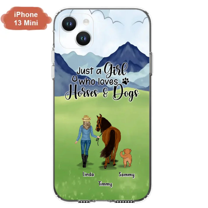 Custom Personalized Horse & Dog Phone Case - Gift Idea For Horse/Dog Lovers With Up To 2 Horses And 4 Dogs - Just A Girl Who Loves Horses & Dogs - Cases For iPhone & Samsung