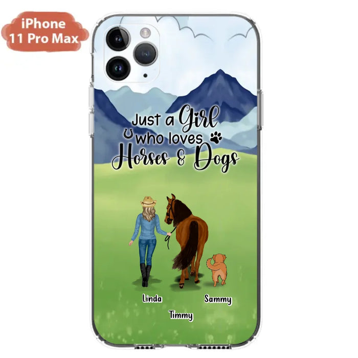 Custom Personalized Horse & Dog Phone Case - Gift Idea For Horse/Dog Lovers With Up To 2 Horses And 4 Dogs - Just A Girl Who Loves Horses & Dogs - Cases For iPhone & Samsung