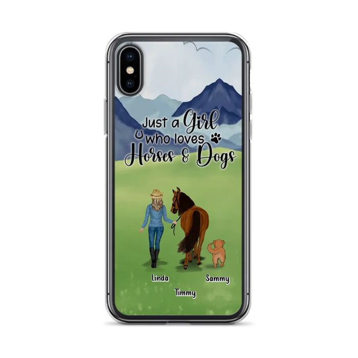 Custom Personalized Horse & Dog Phone Case - Gift Idea For Horse/Dog Lovers With Up To 2 Horses And 4 Dogs - Just A Girl Who Loves Horses & Dogs - Cases For iPhone & Samsung