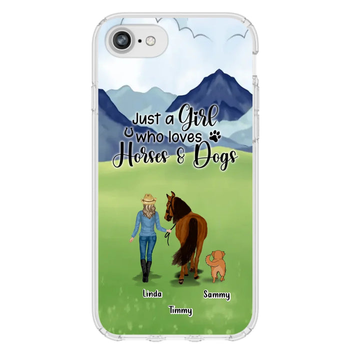 Custom Personalized Horse & Dog Phone Case - Gift Idea For Horse/Dog Lovers With Up To 2 Horses And 4 Dogs - Just A Girl Who Loves Horses & Dogs - Cases For iPhone & Samsung