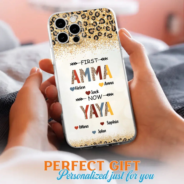 Personalized Grandma Phone Case - Upto 4 Kids And 8 Grandkids - Mother's Day Gift Idea for Grandma - First Mom Now Nana Kid And Grandkids - Case For iPhone And Samsung