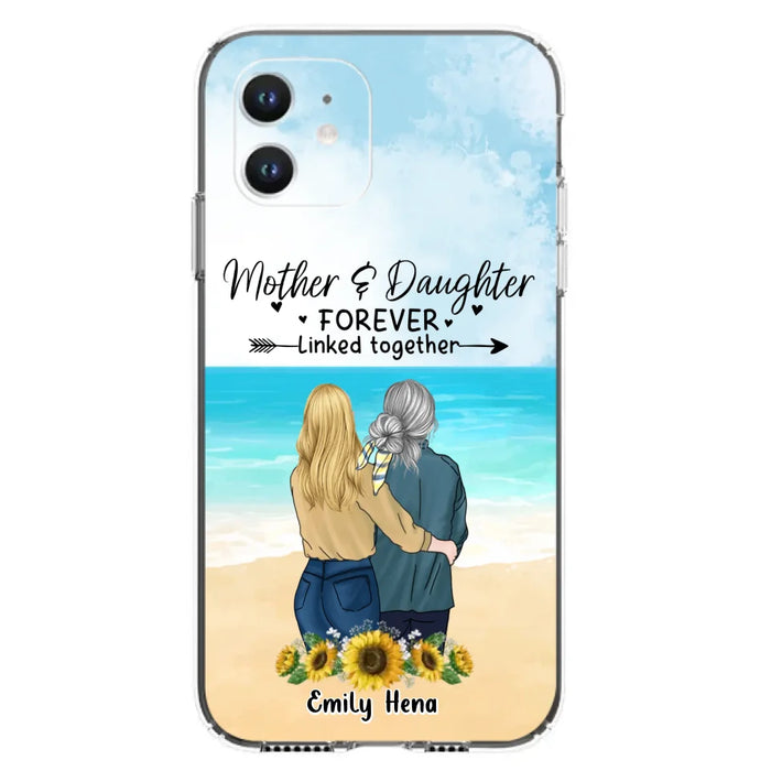 Custom Personalized Mom & Daughter Phone Case - Mother's Day Gift Idea From Daughter - Mother & Daughter Forever Linked Together - Cases For iPhone/Samsung