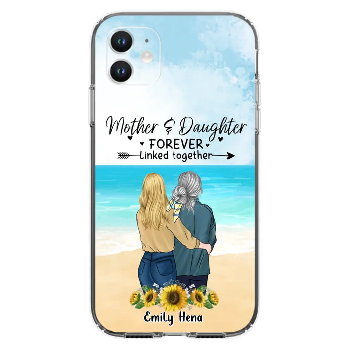 Custom Personalized Mom & Daughter Phone Case - Mother's Day Gift Idea From Daughter - Mother & Daughter Forever Linked Together - Cases For iPhone/Samsung