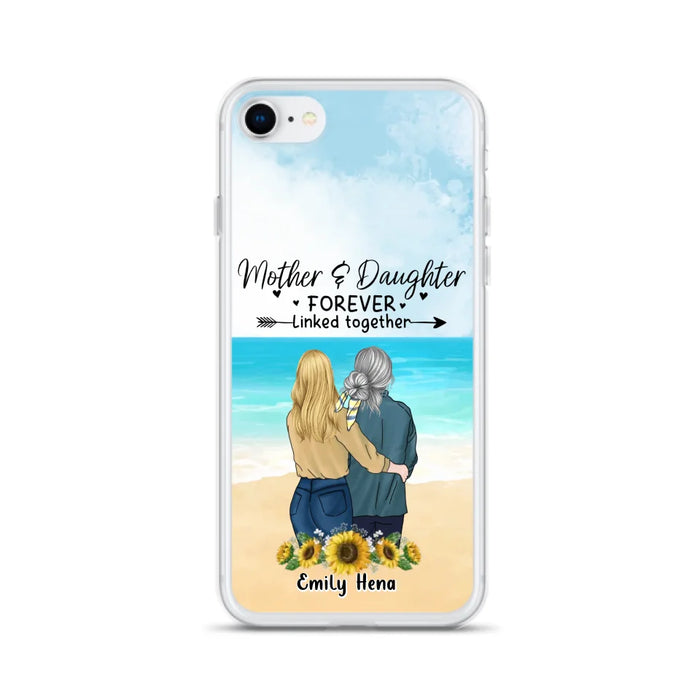 Custom Personalized Mom & Daughter Phone Case - Mother's Day Gift Idea From Daughter - Mother & Daughter Forever Linked Together - Cases For iPhone/Samsung