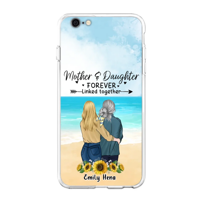 Custom Personalized Mom & Daughter Phone Case - Mother's Day Gift Idea From Daughter - Mother & Daughter Forever Linked Together - Cases For iPhone/Samsung