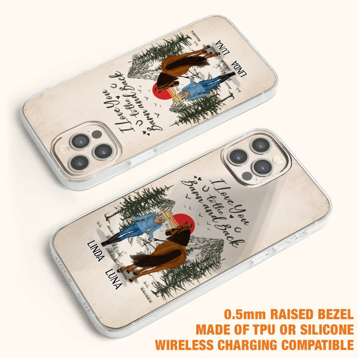 Custom Personalized Horse Girl Phone Case - Upto 6 Horses - Mother's Day Gift Idea Horse Lovers - I Love You To The Barn And Back - Case For iPhone/Samsung