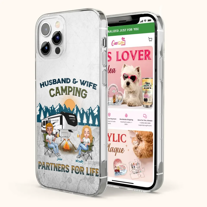 Custom Personalized Camping Friends/ Couple Phone Case For iPhone And Samsung - Upto 7 People - Gift Idea For Friends/ Camping Lover - Husband & Wife Camping Partners For Life