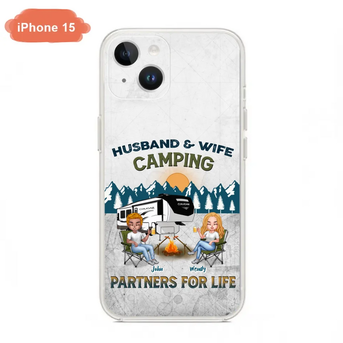 Custom Personalized Camping Friends/ Couple Phone Case For iPhone And Samsung - Upto 7 People - Gift Idea For Friends/ Camping Lover - Husband & Wife Camping Partners For Life