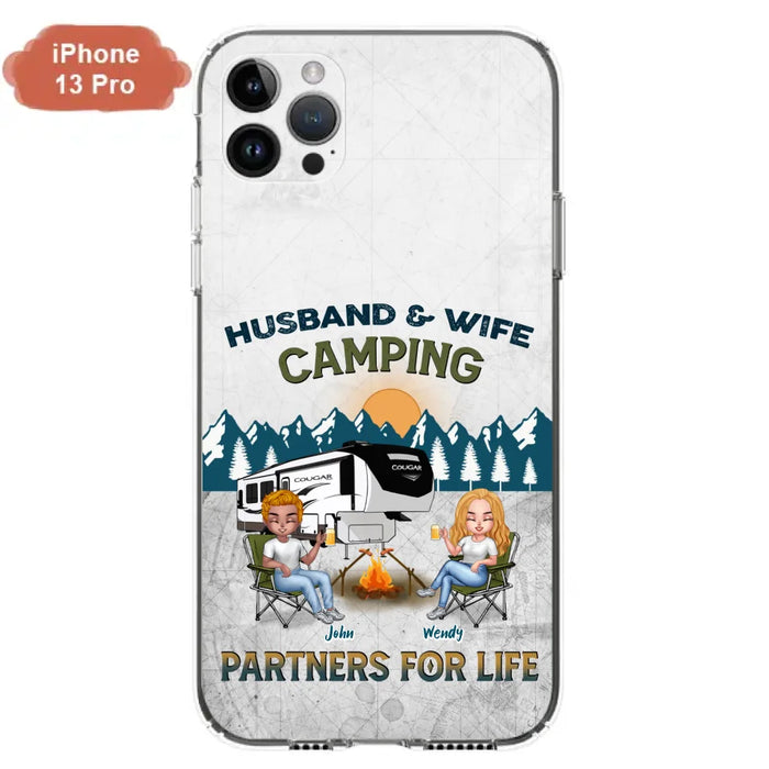 Custom Personalized Camping Friends/ Couple Phone Case For iPhone And Samsung - Upto 7 People - Gift Idea For Friends/ Camping Lover - Husband & Wife Camping Partners For Life