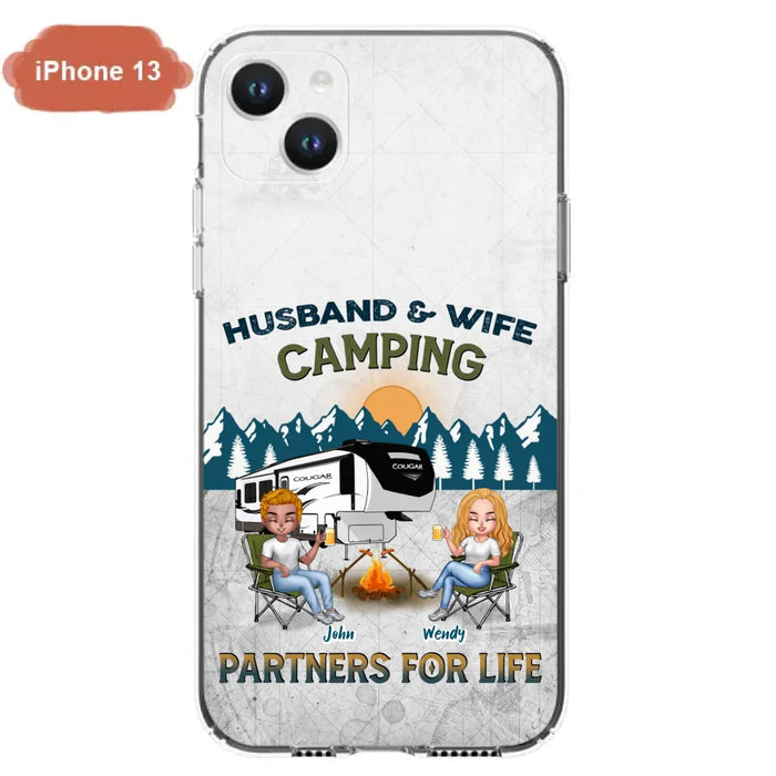 Custom Personalized Camping Friends/ Couple Phone Case For iPhone And Samsung - Upto 7 People - Gift Idea For Friends/ Camping Lover - Husband & Wife Camping Partners For Life