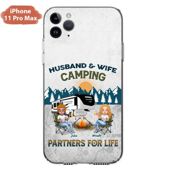 Custom Personalized Camping Friends/ Couple Phone Case For iPhone And Samsung - Upto 7 People - Gift Idea For Friends/ Camping Lover - Husband & Wife Camping Partners For Life