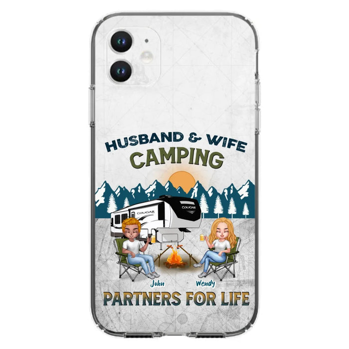 Custom Personalized Camping Friends/ Couple Phone Case For iPhone And Samsung - Upto 7 People - Gift Idea For Friends/ Camping Lover - Husband & Wife Camping Partners For Life