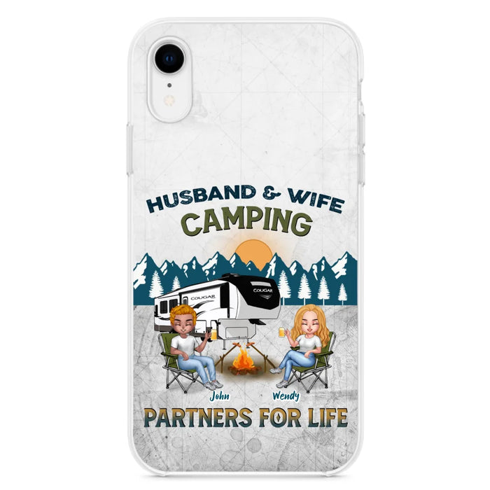 Custom Personalized Camping Friends/ Couple Phone Case For iPhone And Samsung - Upto 7 People - Gift Idea For Friends/ Camping Lover - Husband & Wife Camping Partners For Life