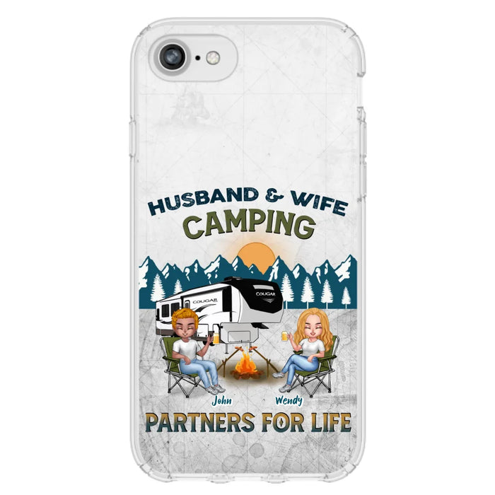 Custom Personalized Camping Friends/ Couple Phone Case For iPhone And Samsung - Upto 7 People - Gift Idea For Friends/ Camping Lover - Husband & Wife Camping Partners For Life