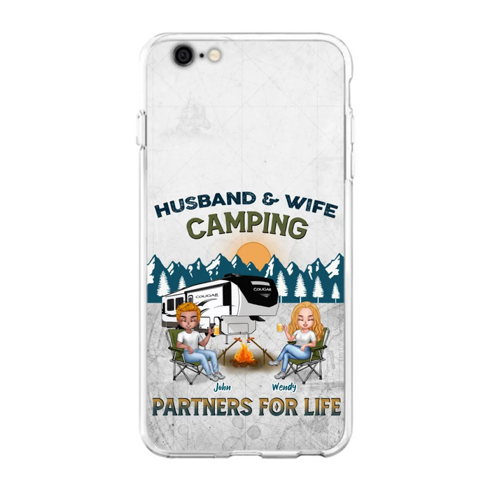 Custom Personalized Camping Friends/ Couple Phone Case For iPhone And Samsung - Upto 7 People - Gift Idea For Friends/ Camping Lover - Husband & Wife Camping Partners For Life