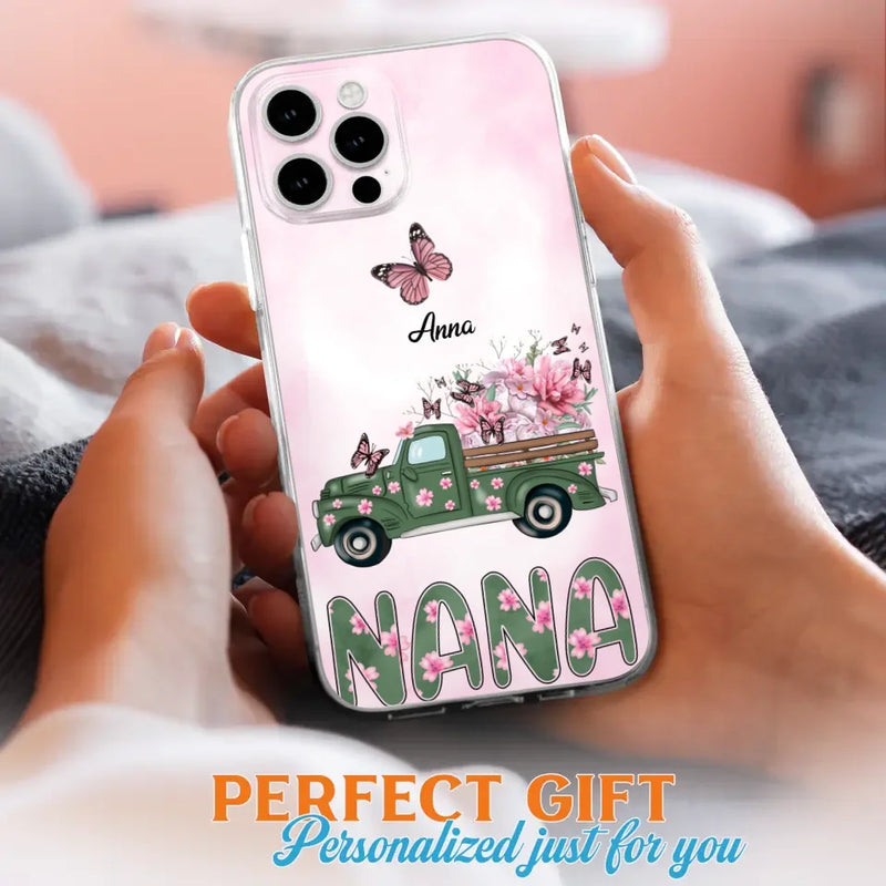 Custom Personalized Nana Phone Case - Gift Idea For Grandma/Mother's Day - Upto 12 Butterflies - Nana - Case For iPhone & Samsung