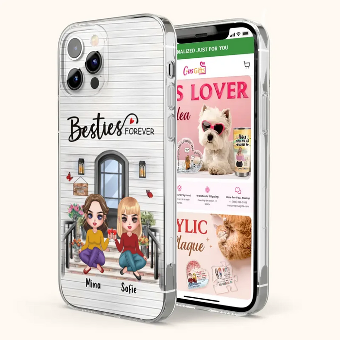 Custom Personalized Besties Sisters Front Porch Phone Case - Upto 5 Women - Gift Idea For Friends/ Besties/ Sisters - Besties Forever - Case For iPhone/ Samsung