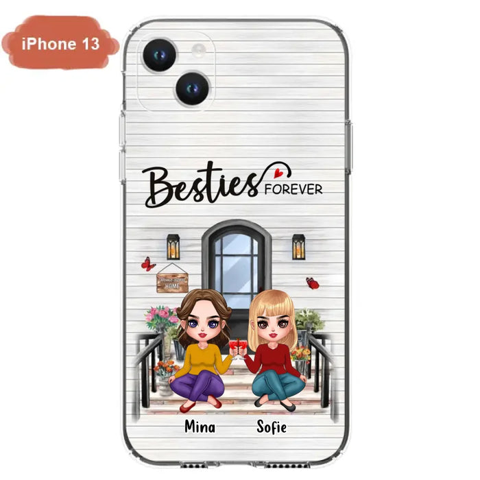 Custom Personalized Besties Sisters Front Porch Phone Case - Upto 5 Women - Gift Idea For Friends/ Besties/ Sisters - Besties Forever - Case For iPhone/ Samsung