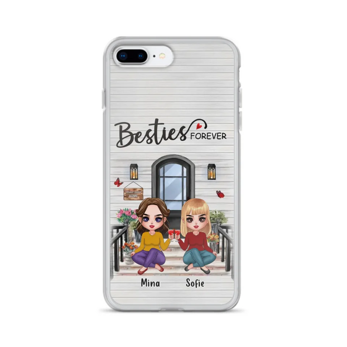 Custom Personalized Besties Sisters Front Porch Phone Case - Upto 5 Women - Gift Idea For Friends/ Besties/ Sisters - Besties Forever - Case For iPhone/ Samsung