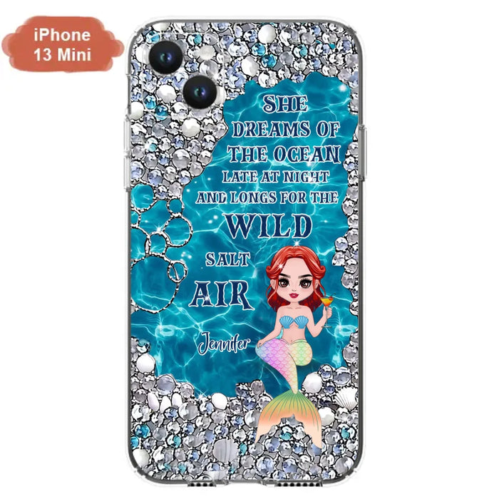 Custom Personalized Mermaid Phone Case - Gift Idea For Ocean Lovers/Mermaid - She Dreams Of The Ocean Late At Night  - Case For iPhone & Samsung