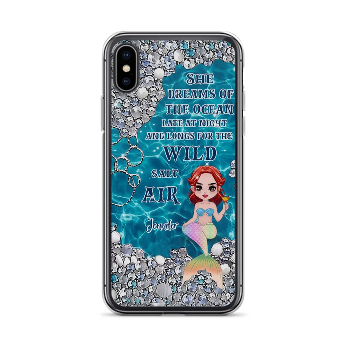 Custom Personalized Mermaid Phone Case - Gift Idea For Ocean Lovers/Mermaid - She Dreams Of The Ocean Late At Night  - Case For iPhone & Samsung