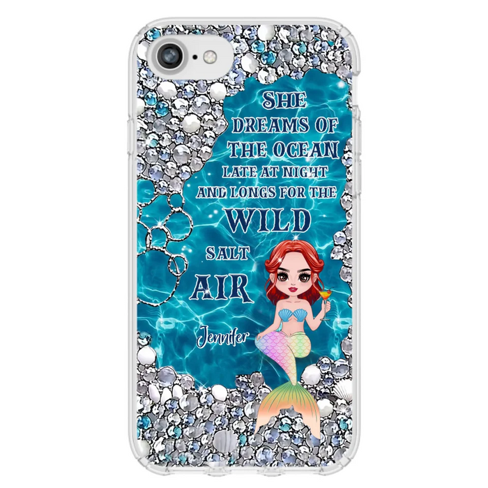 Custom Personalized Mermaid Phone Case - Gift Idea For Ocean Lovers/Mermaid - She Dreams Of The Ocean Late At Night  - Case For iPhone & Samsung