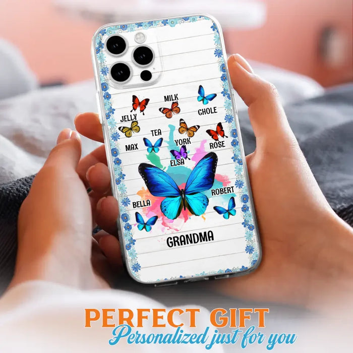 Custom Personalized Butterfly Grandma iPhone/ Samsung Phone Case - Up to 10 Kid's Name - Mother's Day Gift Idea For Grandma