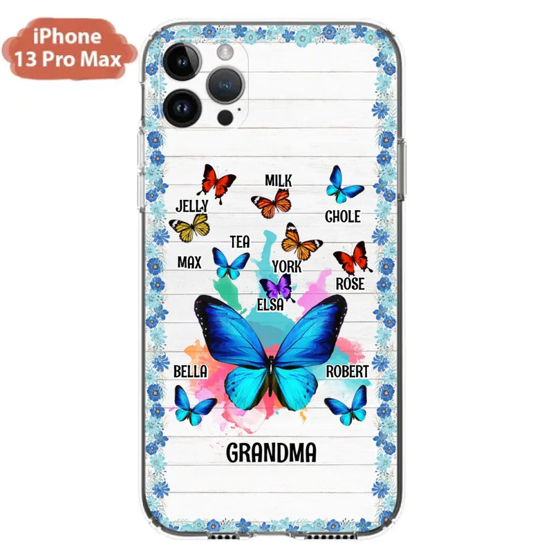 Custom Personalized Butterfly Grandma iPhone/ Samsung Phone Case - Up to 10 Kid's Name - Mother's Day Gift Idea For Grandma
