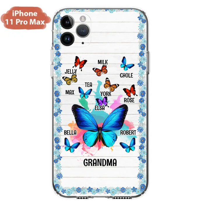 Custom Personalized Butterfly Grandma iPhone/ Samsung Phone Case - Up to 10 Kid's Name - Mother's Day Gift Idea For Grandma